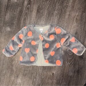 3Pommes Gray and Orange Polka Dot Kids Jacket
